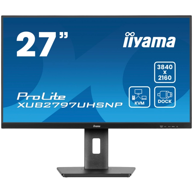 27" IPS-panel, 3840x2160 UHD, USB-C Dock (96W PD, LAN, DP-OUT, USB 3x3.2+1xC(15W)), 4ms, 15cm height adj. stand, 350cd/m2, HDMI, DisplayPort, Speakers