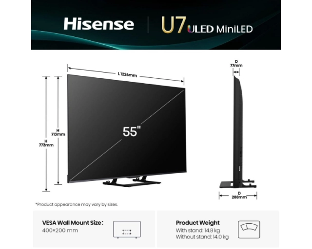 hisense 55 inča 55U7Q ULED Mini-LED 4K UHD Smart TV 