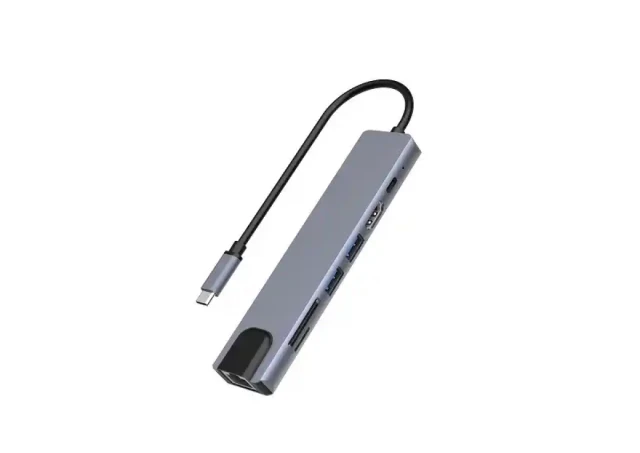 Kettz Adapter konverter TIP C 7/1 USB 3.0x2/Ethernet RJ45 /HDMI 4K 30HZ/PD/SD/TF