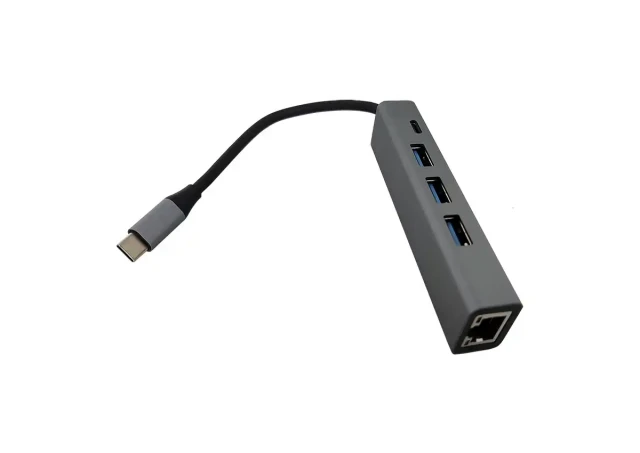 Adapter konverter USB Tip C-3xUSB 3.0+RJ45 Linkom