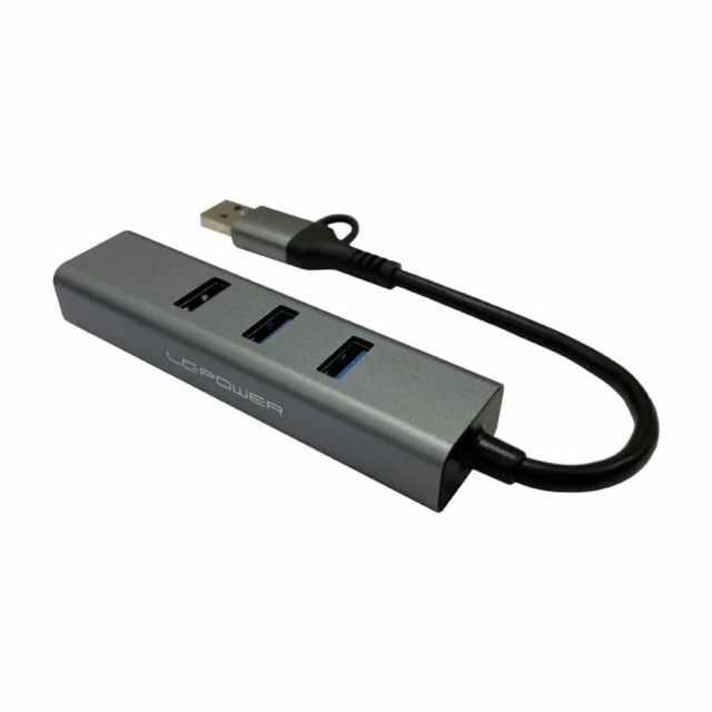 USB LC Power LC-HUB-C-MULTI-9  USB-A/USB-C Hub with 3x USB-A + RJ45  Antracit Black