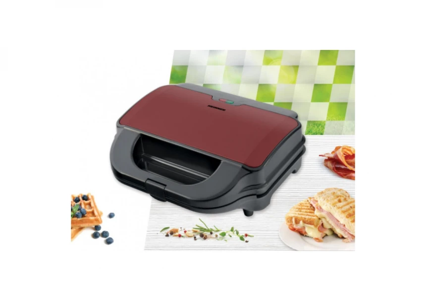 Aparat za sendiče HEINNER SM-2H900BKS 900W/2 ploče/28x15cm/bordo