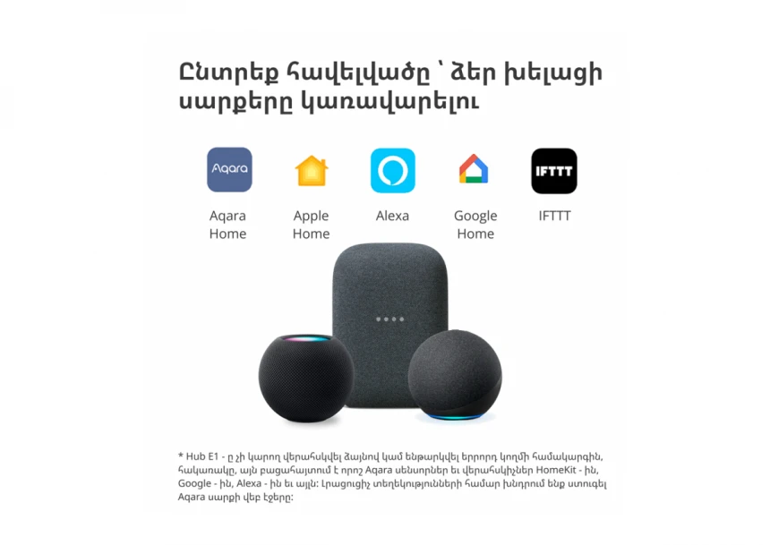Aqara Hub E1: Model No: HE1-G01; SKU: AG022GLW01