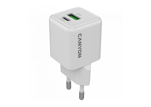 CANYON charger CU20AC GaN 20W 1xPD 1xQC EU White