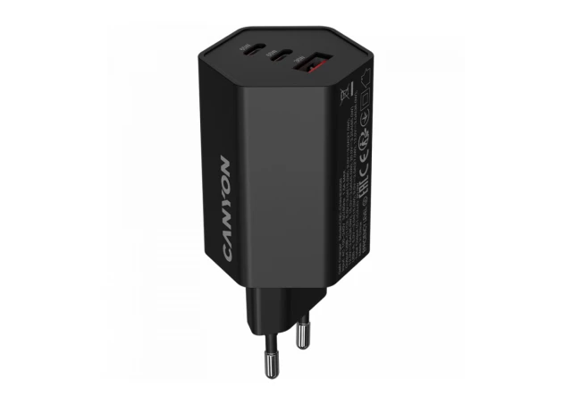 CANYON charger HEXAGON 65 GaN 65W 2xPD 1xQC EU Black