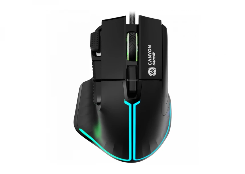 CANYON Fortnax GM-636, 9keys Gaming wired mouse,Sunplus 6662, DPI up to 20000, Huano 5million switch, RGB lighting effects, 1.65M braided cable, ABS material. size: 113*83*45mm, weight: 102g, Black