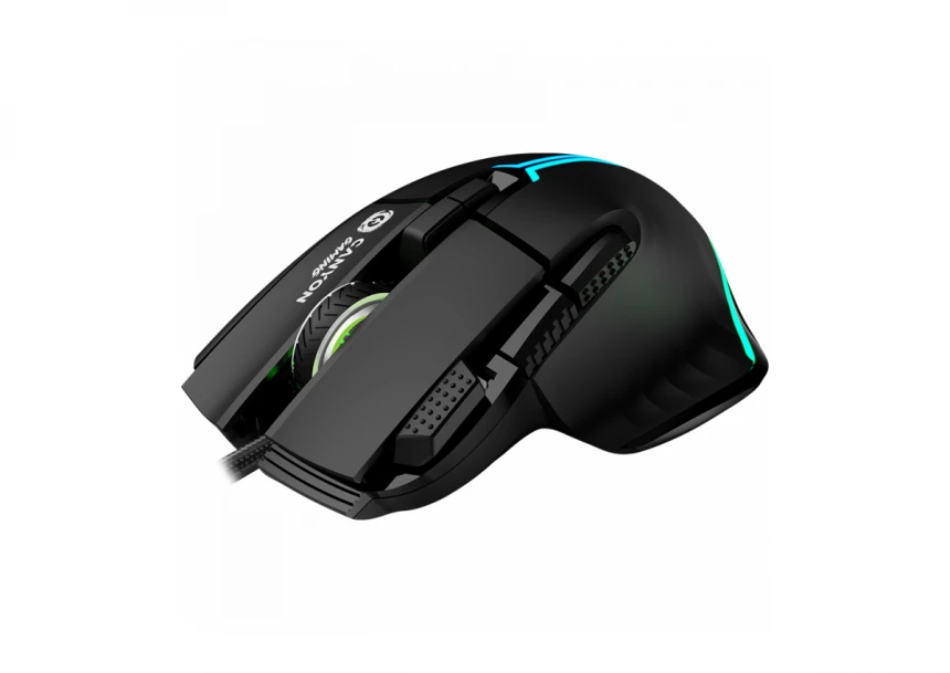 CANYON Fortnax GM-636, 9keys Gaming wired mouse,Sunplus 6662, DPI up to 20000, Huano 5million switch, RGB lighting effects, 1.65M braided cable, ABS material. size: 113*83*45mm, weight: 102g, Black