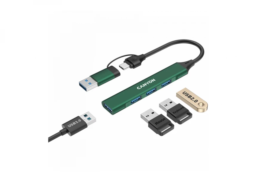 CANYON hub DS-02 4in1 USB-A/C Green