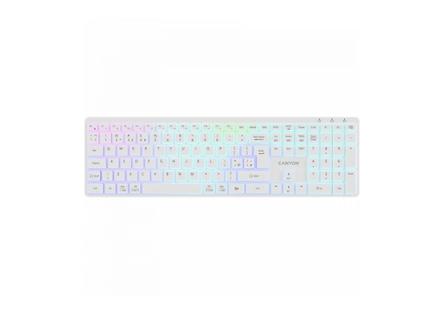 CANYON keyboard HKB-W11 UK/US RGB Dual Mode Wireless White