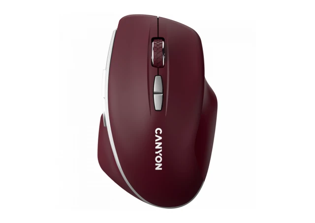 CANYON MW-21, 2.4 GHz Wireless mouse ,with 7 buttons, DPI 800/1200/1600, Battery: AAA*2pcs,Burgundy Red,72*117*41mm, 0.075kg