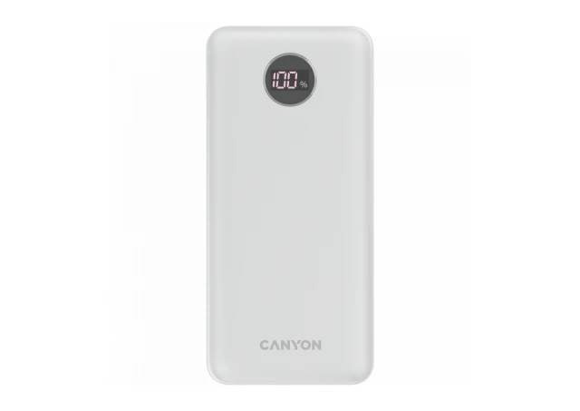 CANYON  PB-2002 Power bank 20000mAh Li-poly battery, Input Type-C 5V3A,9V2A,18W  , Output Type-C：5V3A,9V2.2A,12V1.5A,20W, Output USBA1/USBA2：5V3A,5V/4.5A,4.5V/5A,9V2A,12V1.5A,22.5W147.5*69*28.6mm, 0.437g , cable  Type C, white