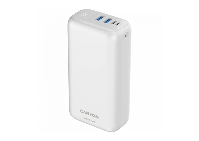 CANYON PB-301,Power bank 30000mAh Li-poly battery,Input Micro:DC5V/2A,9V/2A Input Type c PD:DC5V/3A, 9V/2A,Output Type C PD:5V/3A,9V/2.2A,12V/1.5AOutput USBA1+USBA2:5V3A,5V/4.5A,4.5V/5A,9V2A,12V1.5A,22.5W quick charging cable 0.3m