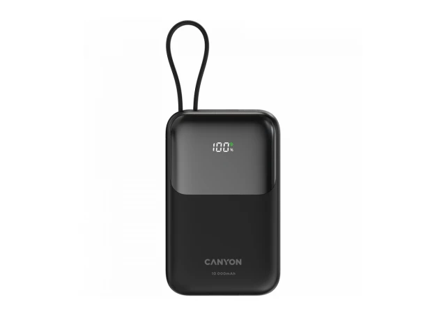 CANYON power bank OnPower 101 built-in cable 10000 mAh PD22.5W Black