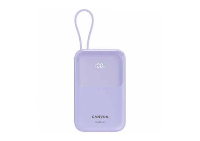 CANYON power bank OnPower 101 built-in cable 10000 mAh PD22.5W Purple