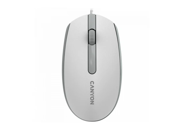 Canyon Wired  optical mouse with 3 buttons, DPI 1000, with 1.5M USB cable,White grey, 65*115*40mm, 0.1kg