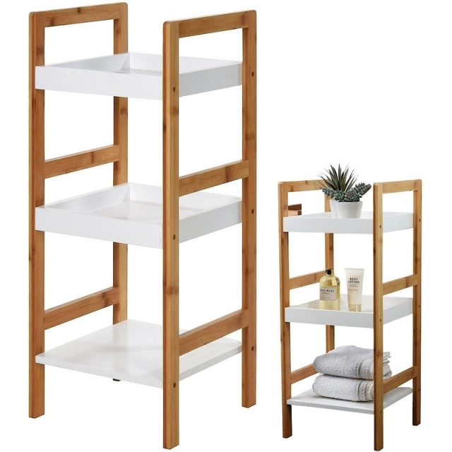 Vilde 569096 -Kupatilska polica na 3 nivoa , Bambus 30x30x72 cm