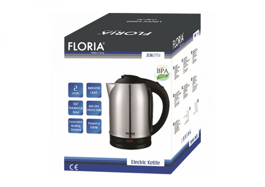 Floria Kuhalo za vodu, zapremina 2.0 l, 1500 W, INOX - ZLN2751