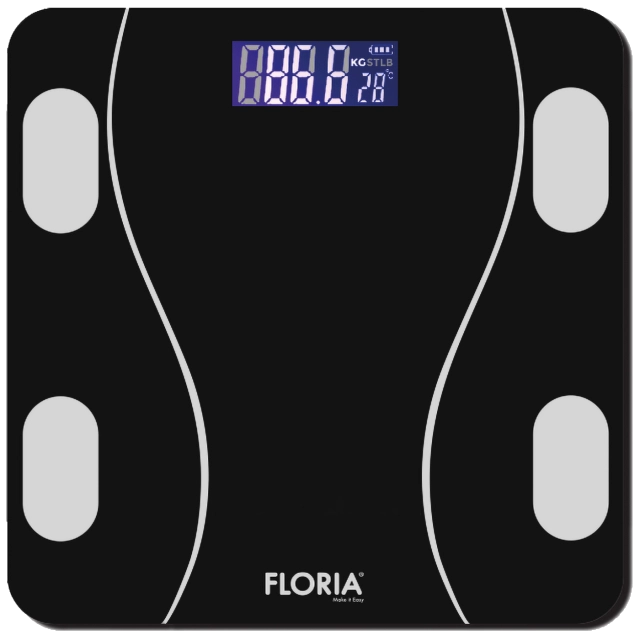 Floria Pametna vaga za merenje, do 180kg, LED, Bluetooth, crna - ZLN8962