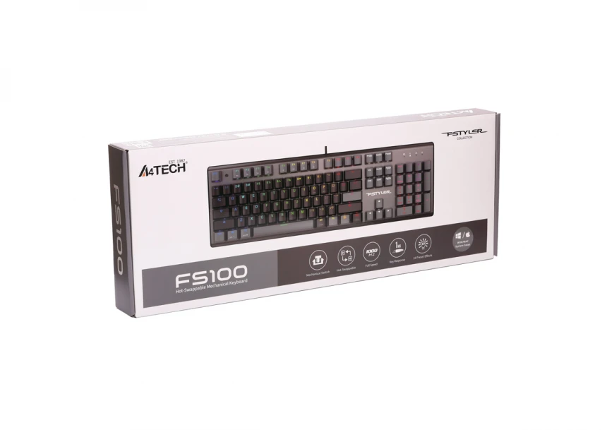 A4 TECH FS100 FSTYLER USB Neon Backlit US crna tastatura 