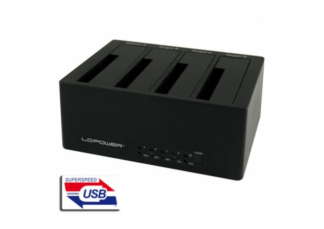 LC POWER HDD D. Station 4-bay LC-DOCK-U3-4B 4xSSD/HDD, Black, USB 3.0/eSATA