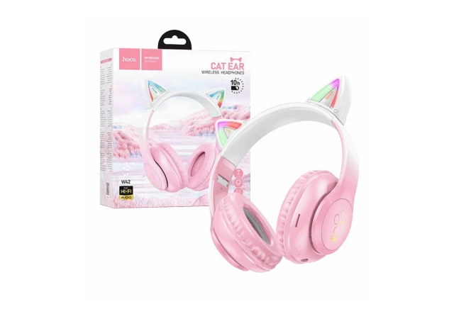 hoco. Bežične stereo slušalice, Bluetooth v5.3, 400mAh - W42 Cat Ears, Cherry Blossom