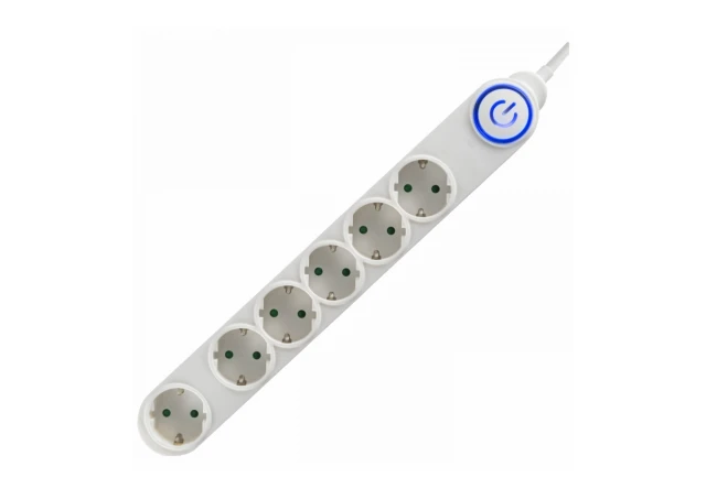 home Produžni kabel, 6 utičnice, 3 x 1,0mm2, 1,5met, beli - NV 06TK/WH