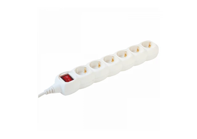 home Produžni kabel, 6 utičnice, prekidač, 1.5mm², 3 met, beli - NV 6K-3/WH/1,5