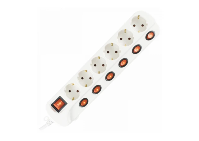 home Produžni kabel sa zaštitom, 6 utičnica, 1.0mm2, 1.5 met - NVK 06K/WH