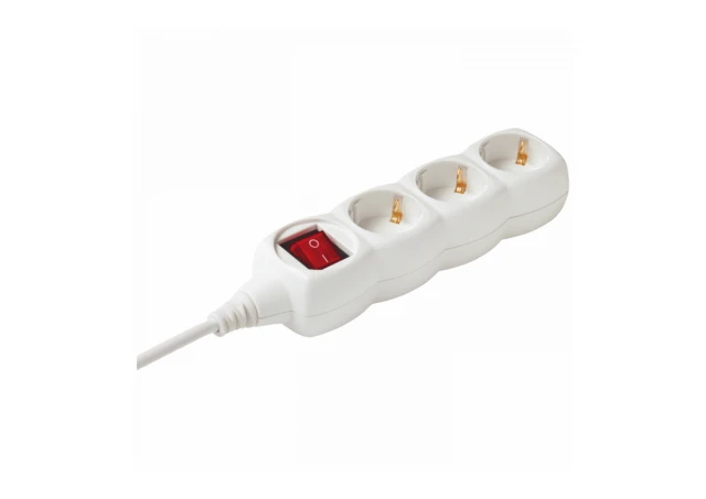 home Produžni kabel,3 utičnice, prekidač, 1.0mm2, 1,5 met, beli - NV 3K/WH