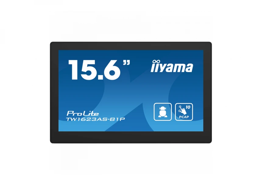 IIYAMA Monitor Android 24/7 TW1623AS-B1P 15.6” Full HD PCAP 10pt touch screen with POE  1920 x 1080 16:9 450 cd/m² 30ms projective capacitive Android 13 BT