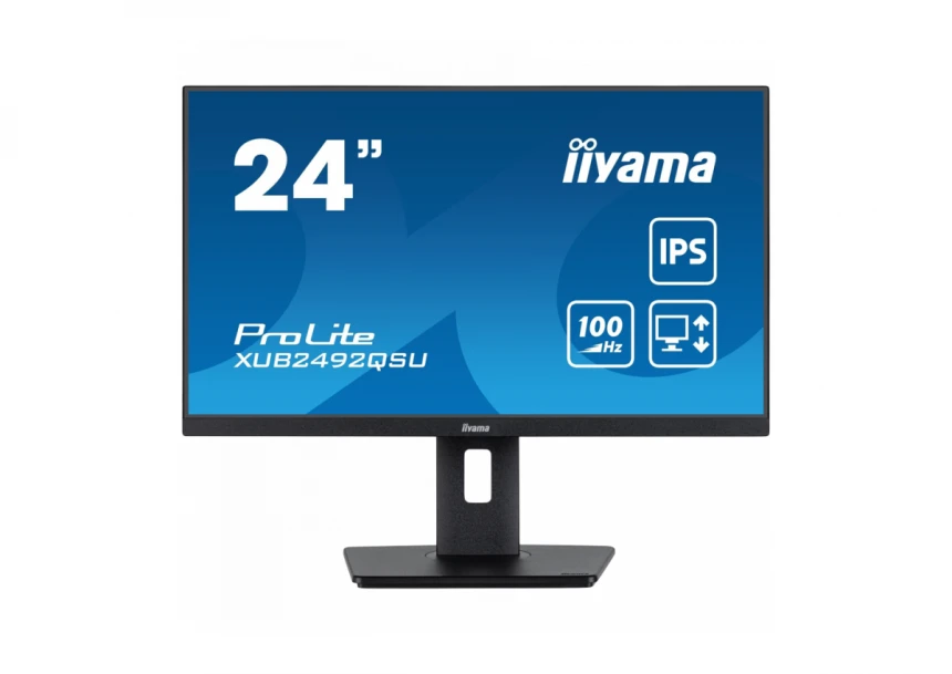 IIYAMA Monitor LED XUB2492QSU-B1 23.8" IPS 2560 x 1440 @100Hz 300 cd/m² 1000:1 0.5ms HDMI DP USB-Hub 	height, swivel, tilt, pivot (rotation both sides) 3y
