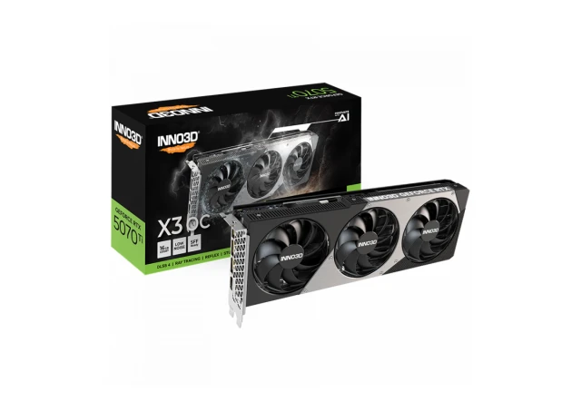 INNO3D NVIDIA RTX 5070 Ti X3 16GB GDDR7 256 bit, 2452MHz / 28Gbps, 3x DP, 1x HDMI, 3 fan 2 slots