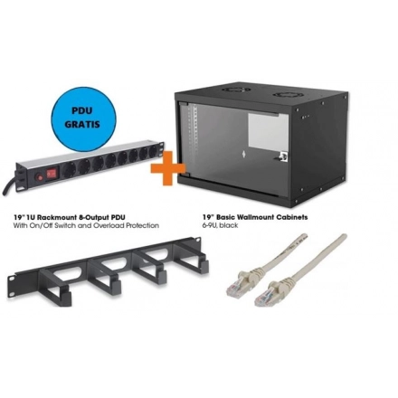 Intellinet 19'' Zidni orman 9U/560mm+PDU+Panel + Patch cable