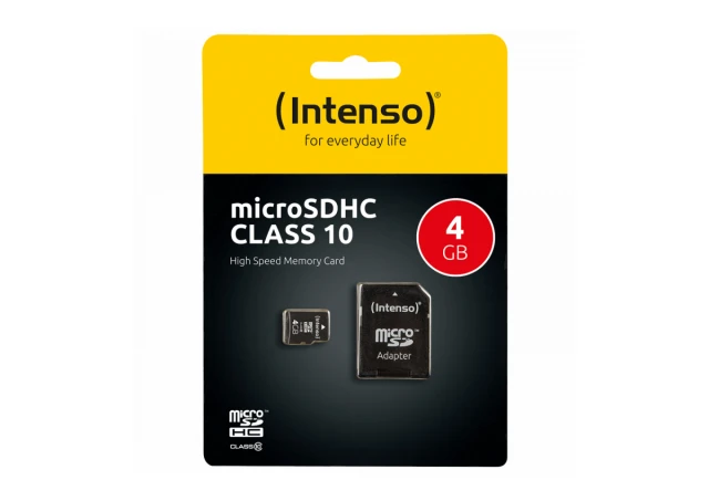 (Intenso) Micro SD Kartica 4GB Class 10 (SDHC & SDXC) sa adapterom - SDHCmicro+ad-4GB/Class10