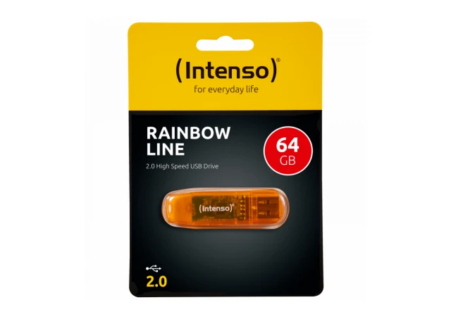 (Intenso) USB Flash drive 64GB Hi-Speed USB 2.0, Rainbow Line, ORANGE - USB2.0-64GB/Rainbow