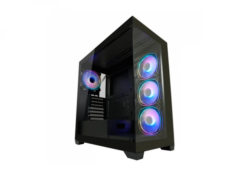 Kuciste LC Power LC-715B-ON "Seamless_X" Midi-ATX Case, black, 4x120mm ARGB
