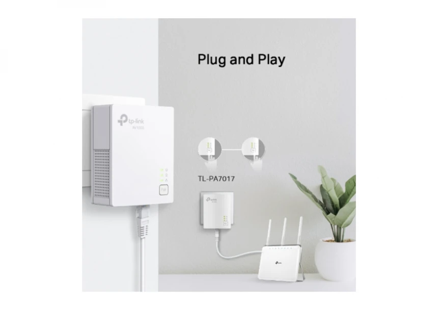Powerline adapter TP-LINK TL-PA7017 KIT AV1000/1GB/HomePlug AV2/HomePlug AV/300m