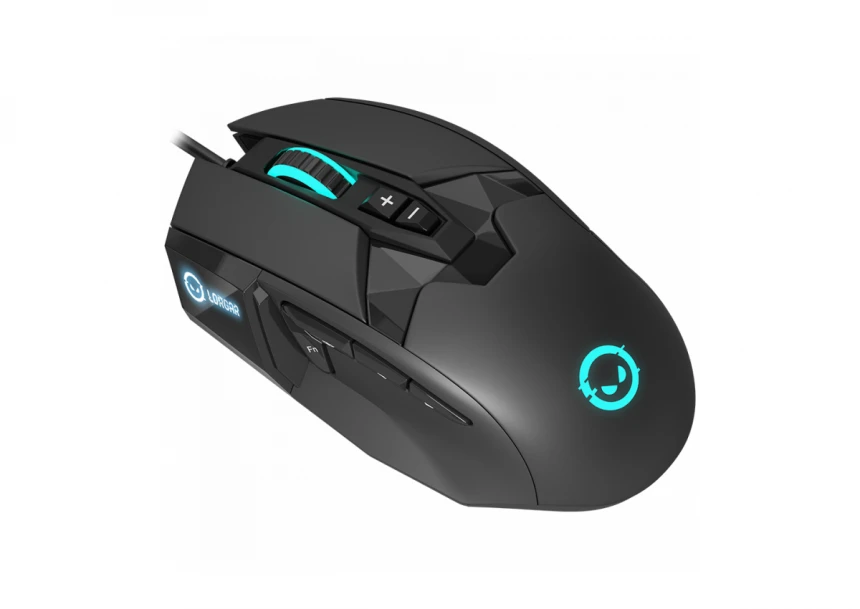 LORGAR Stricter 579, gaming mouse, 9 programmable buttons, Pixart PMW3336 sensor, DPI up to 12 000, 50 million clicks buttons lifespan, 2 switches, built-in display, 1.8m USB soft silicone cable, Matt UV coating with glossy parts and RGB lights with 4 LED flowing modes, size: 131*72*41mm, 0.127kg, black