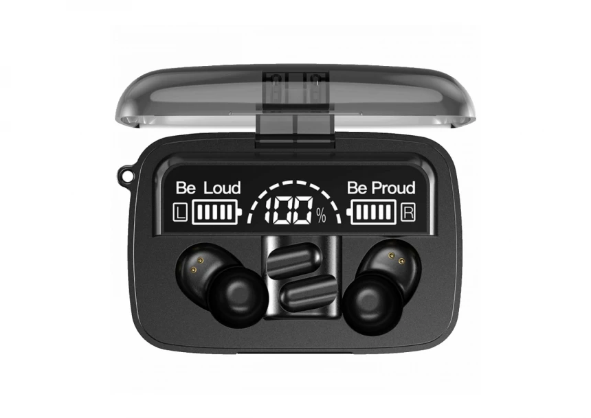 MeanIT Bežične stereo slušalice, Bluetooth v5.3, Crne - TWS B400 Black