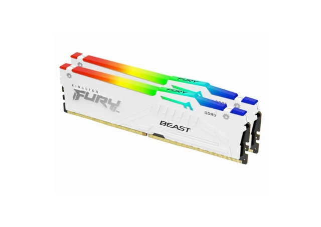 Memorija KINGSTON 64GB(2x32GB)/DIMM/DDR5/5200MHz/CL36/FURY Beast White RGB EXPO