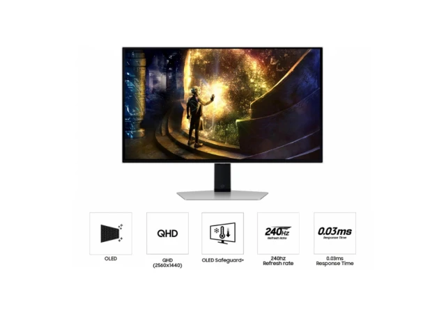 Monitor SAMSUNG LS27DG612SUXEN 27"/OLED/2560x1440/240Hz/0,03msGTG/HDMI,DP,USB C/freesync/srebrna