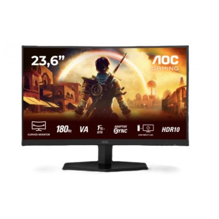 Monitor 23.6" AOC C24G42E VA/Zakrivljeni/FHD/1920x1080/180Hz/4ms GtG/HDMIx2, DP/Adaptive Sync/VESA/Crna