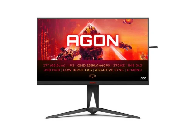 Monitor AOC Agon AG275QZ/EU 27"/IPS/2560x1440/270Hz/1ms GtG/HDMIx2,DPx2,USB/Gsync,freesync/pivot