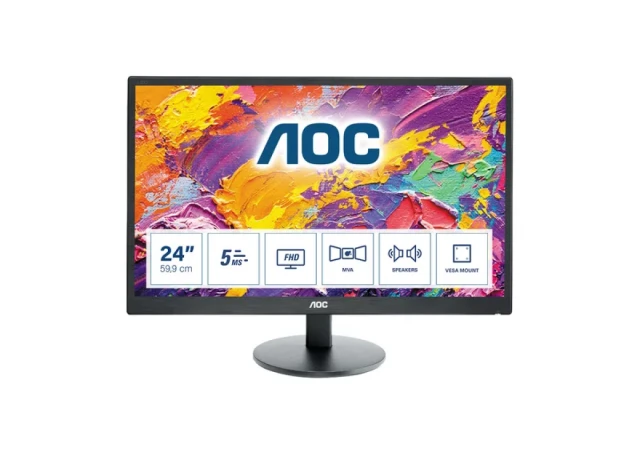 Monitor AOC M2470SWH 23,6"/VA/1920x1080/60Hz/5ms GtG/VGA,HDMIx2/VESA/zvučnici/crna