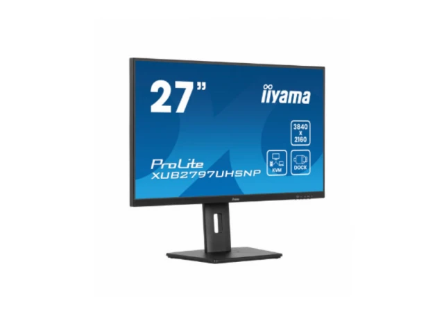 Iiyama 27" IPS-panel, 2560x1440, 15cm Height Adj. Stand, USB-C Dock (96W PD, LAN, DP-OUT, USB3x3.2+1xC(15W)) 1ms, 300cd/m², Speakers, USB-C, KVM, HDMI, DisplayPort