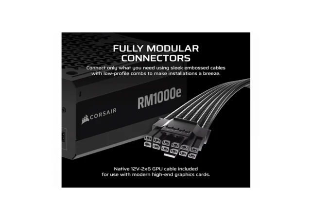 NAPAJANJE CORSAIR RM1000e 1000W/ATX 3.1/PCIe 5.1/80+GOLD/modularno/CRNA