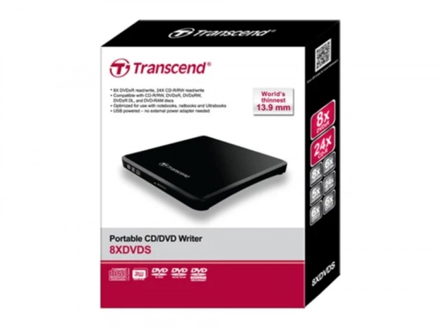 Opticki uredaj Transcend Portable 8X DVD, Slim, USB, Black
