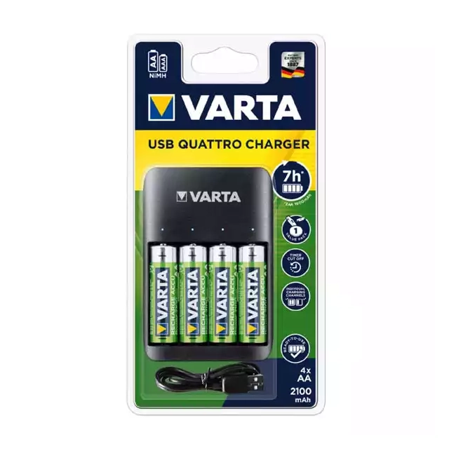 Punjač za baterije Varta Quatro + 4 AA baterije