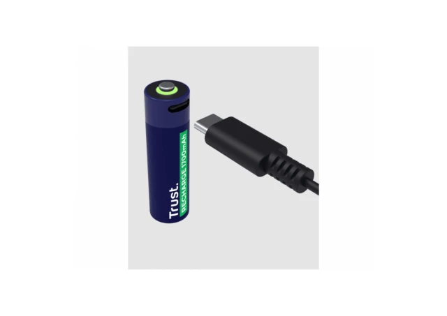 Punjive baterija TRUST USB-C  4P - AA/4 kom/USB-C kabel 4P/ crna