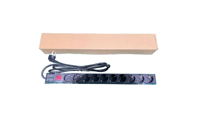Exeshop Razvodni PDU panel za rack 19 in, sa 10 utičnih mesta, kabl 2m (aluminijum)